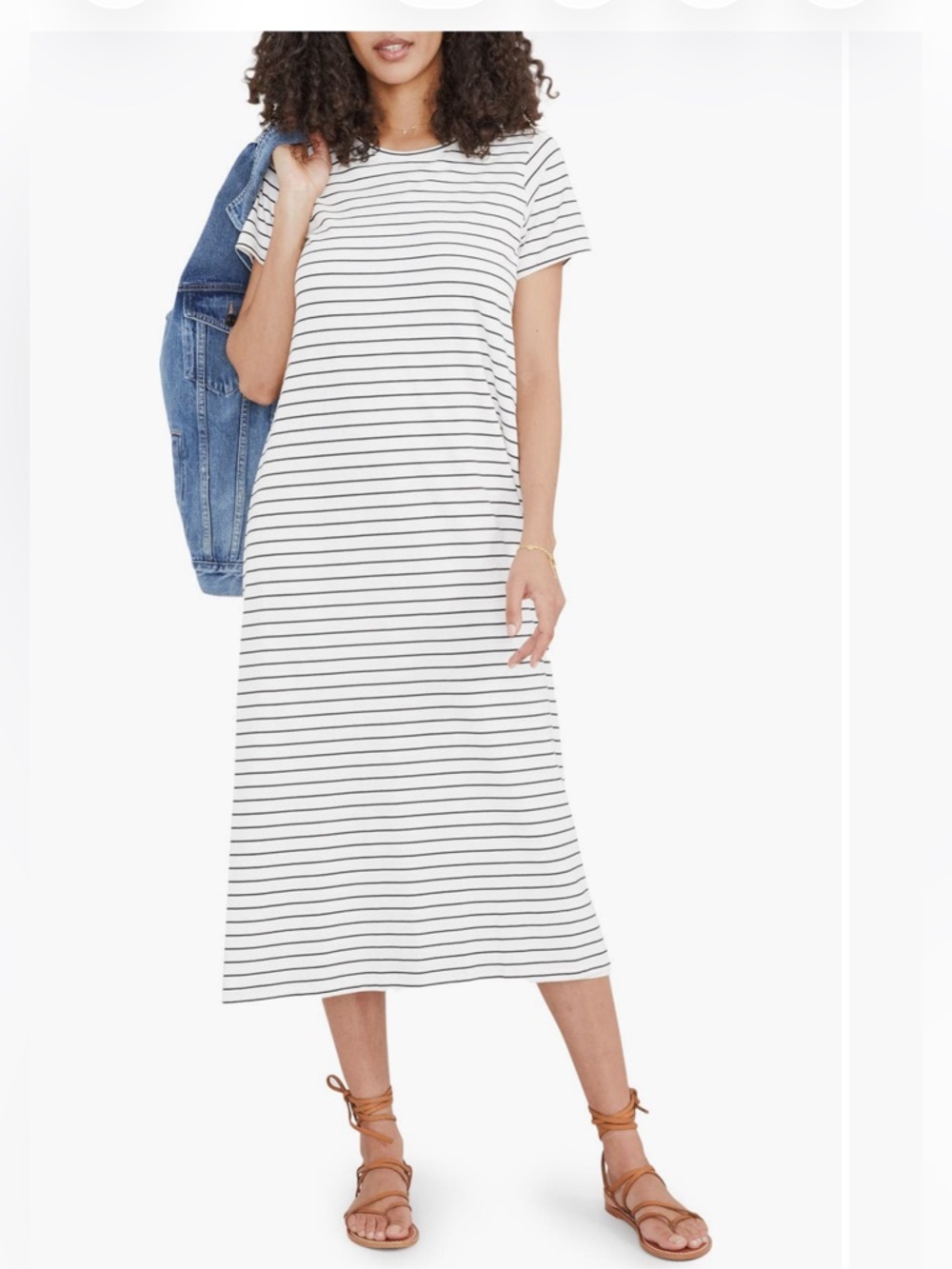 HATCH Easygoing Nursing Maxi T-Shirt Dress Black White Stripe Size 0 XS